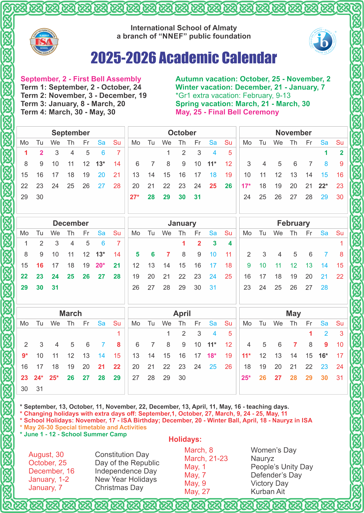 calendar 2025 2026 ENGLISH 